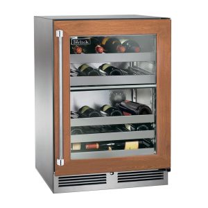 Perlick 24-Inch Signature Series Stainless Steel Panel Ready Glass Door Outdoor Dual Zone Wine Reserve - Right Hinged - HP24DO-4-4R