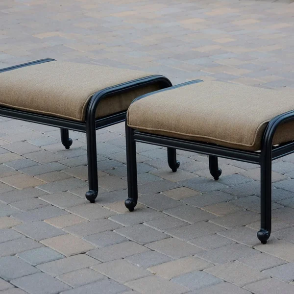 Santa Monica Cast Aluminum 2 Piece Ottoman Set in Antique Bronze/Sesame by Darlee