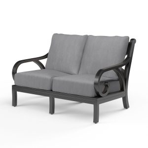 Monterey Aluminum Patio Loveseat in Canvas Granite w/ Self Welt By Sunset West