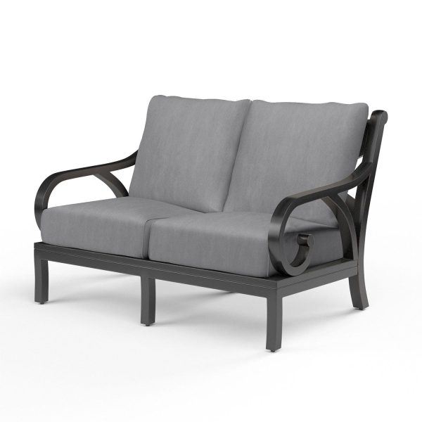Monterey Aluminum Patio Loveseat in Canvas Granite w/ Self Welt By Sunset West