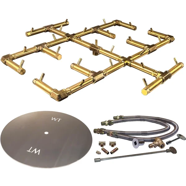 Warming Trends 42-Inch Round Natural Gas Fire Pit Burner Kit W/ 30.5-Inch Original CROSSFIRE Brass Burner - Match Light Ignition - CFB300NGALPL42CFK2