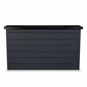 BBQGuys Signature 72 Inch 360 Degree Swivel Outdoor TV Lift Cabinet | Asphalt Gray w/ Black Aluminum