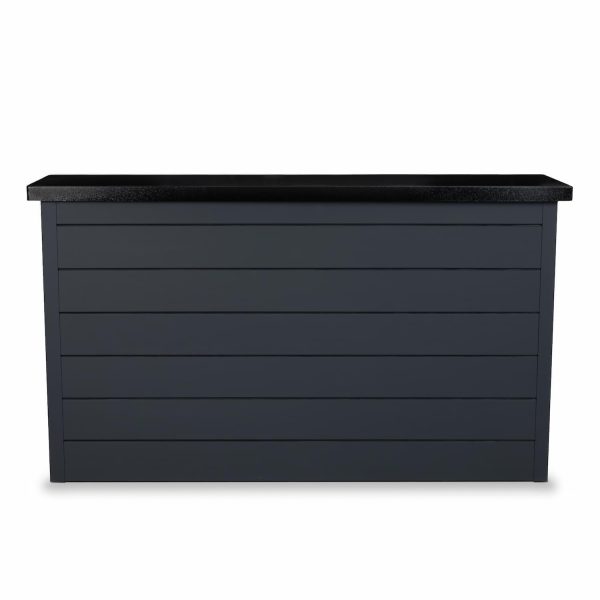 BBQGuys Signature 72 Inch 360 Degree Swivel Outdoor TV Lift Cabinet | Asphalt Gray w/ Black Aluminum