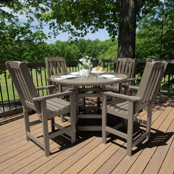 Hart Lane 5 Pc Recycled Plastic Counter Height Dining Set in Woodland Brown by Lakeview Outdoor Designs