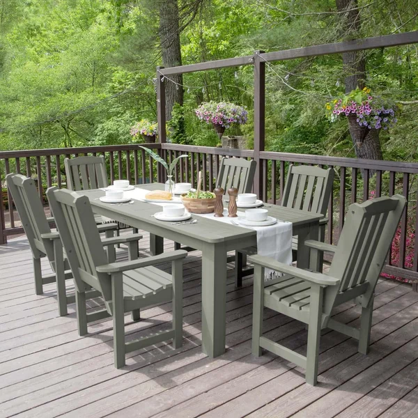 Hart Lane 7 Pc Recycled Plastic Dining Set in Eucalyptus by Lakeview Outdoor Designs