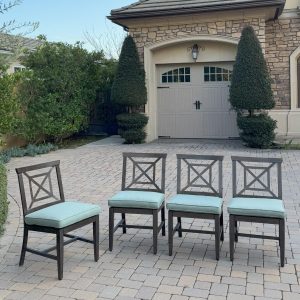 Atlantis 4 Pc Aluminum Dining Side Chair Set in Walnut/Spa by Darlee