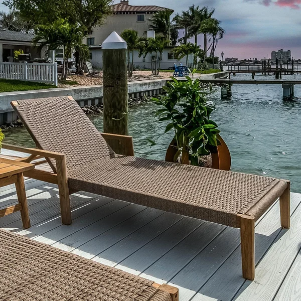 Admiral Teak Sun Chaise Lounge in Brown Sand by Royal Teak Collection