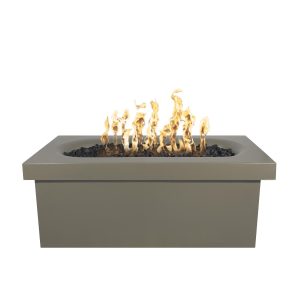 Ramona 60 Inch Rectangular GFRC Natural Gas Fire Pit Table w/ Glow Plug in Ash by The Outdoor Plus