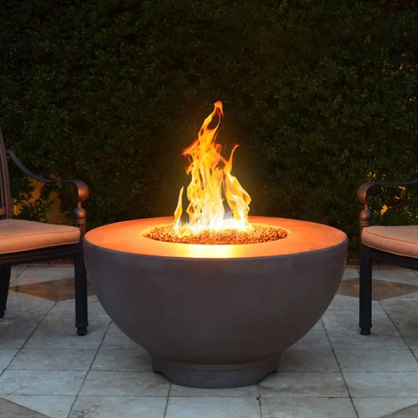 Sienna 37 Inch Round GFRC Natural Gas Fire Pit in Ash by The Outdoor Plus