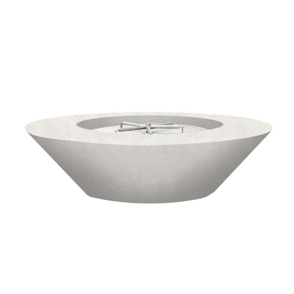 Ironwood 60 Inch Round GFRC Propane Fire Bowl in Ultra White by Lakeview Outdoor Designs