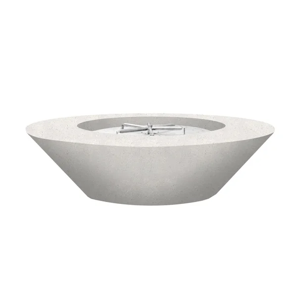 Ironwood 60 Inch Round GFRC Natural Gas Fire Bowl in Ultra White by Lakeview Outdoor Designs