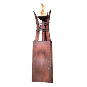 Bastille 24 Inch Square Hammered Copper Propane Fire Tower by The Outdoor Plus