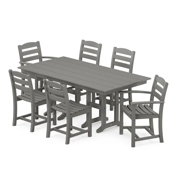 POLYWOOD La Casa Cafe 7 Piece Farmhouse Dining Set - Slate Grey