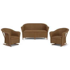 Reflections 3 Pc Lloyd Loom Seating Set w/ Rocking Chairs in Hickory by Lloyd Flanders