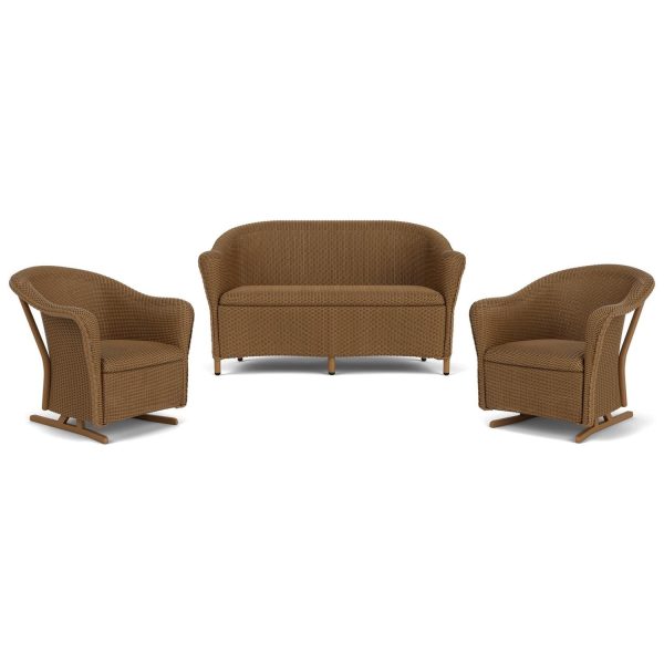 Reflections 3 Pc Lloyd Loom Seating Set w/ Rocking Chairs in Hickory by Lloyd Flanders