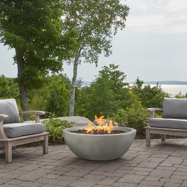 Dustyview 38 Inch Round GFRC Natural Gas Fire Bowl in Shade by BBQGuys Signature