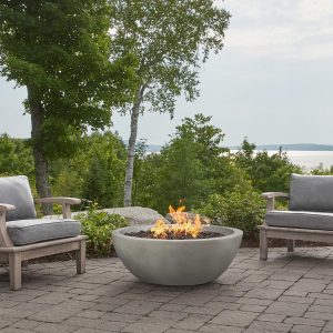 Dustyview 38 Inch Round GFRC Propane Fire Bowl in Shade by BBQGuys Signature
