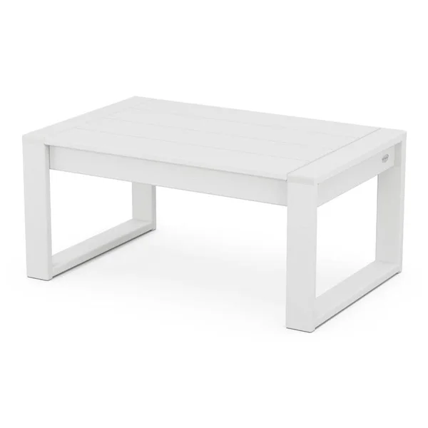 EDGE 35 X 22 Inch Rectangular Recycled Plastic Coffee Table in White by POLYWOOD