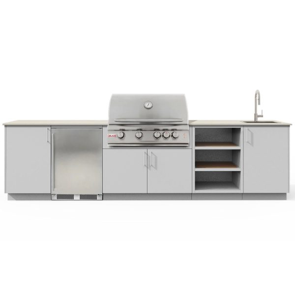 Urban Bonfire Breeze 32 Outdoor Kitchen w/ Blaze LTE Propane Grill, Sink, Refrigerator, Danae Dekton Countertop & Chantilly Finish - B-Breeze-32-Blaze-Danae-Chantilly