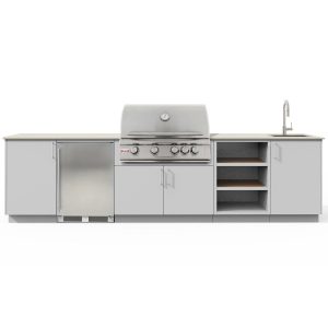 Urban Bonfire Breeze 32 Outdoor Kitchen w/ Blaze LTE Natural Gas Grill, Sink, Refrigerator, Danae Dekton Countertop & Chantilly Finish - B-Breeze-32-Blaze-Danae-Chantilly