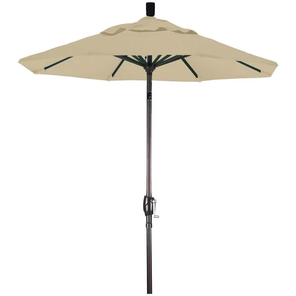 California Umbrella 6 Ft. Octagonal Aluminum Push Button Tilt Patio Umbrella W/ Crank Lift & Aluminum Ribs - Bronze Frame / Sunbrella Canvas Antique Beige Canopy