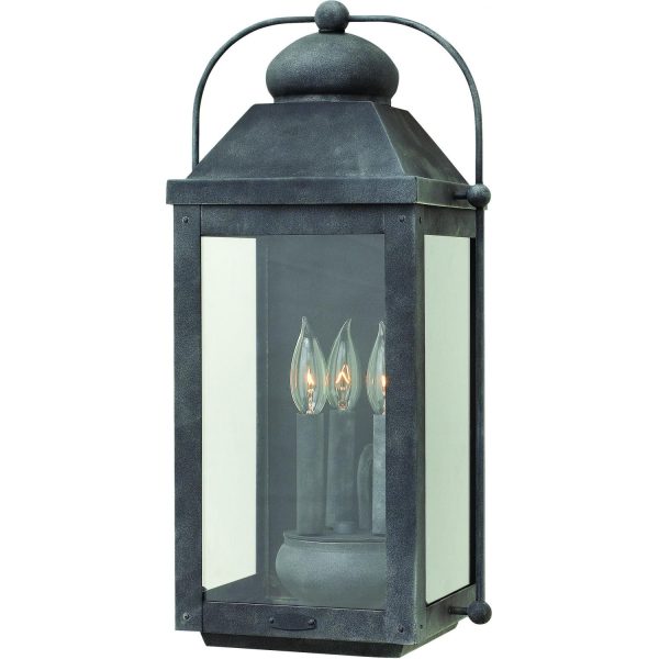 Hinkley Lighting Anchorage Three Light 21-Inch Outdoor Wall Light - Aged Zinc - 1855DZ