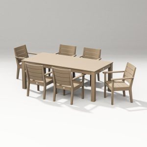 Latitude 7 Pc Parsons Table Arm Chair Dining Set in Vintage Sahara By PW Designer Series