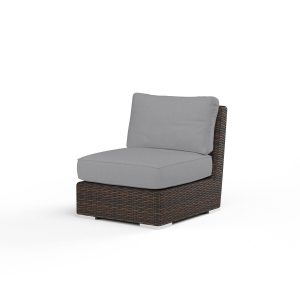 Montecito Wicker Patio Armless Club Chair in Canvas Granite w/ Self Welt By Sunset West