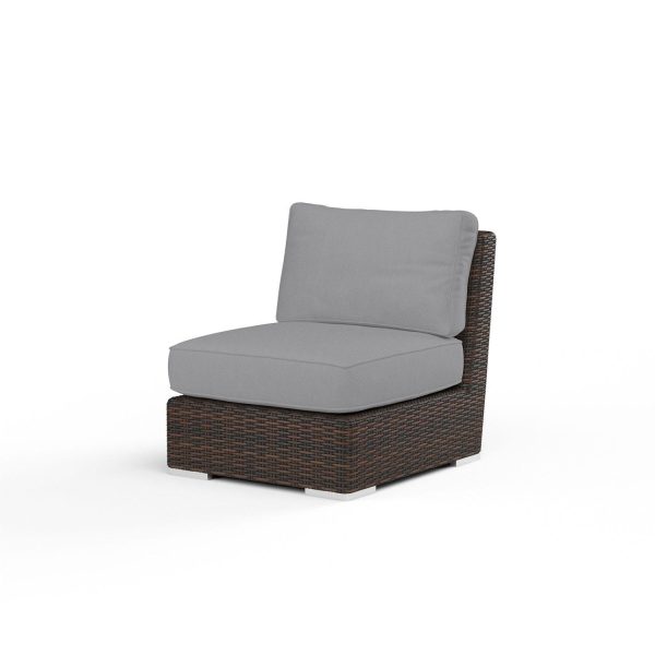 Montecito Wicker Patio Armless Club Chair in Canvas Granite w/ Self Welt By Sunset West