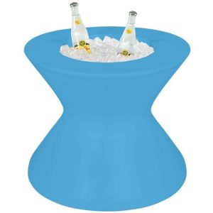Signature 22 Inch Round Polyresin End Table w/ Ice Bucket in Light Blue by Ledge Lounger