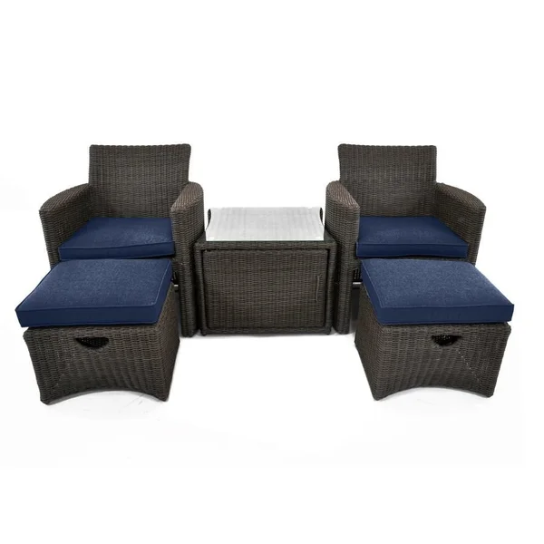 Cupido 5 Pc Wicker Seating Set in Rattan/Spectrum Indigo by KETTLER