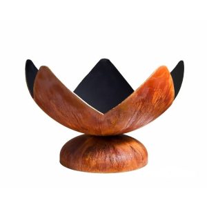 Fire Flower 30 Inch Round Steel Wood-Burning Fire Bowl in Steel by Ohio Flame