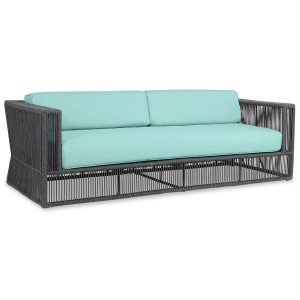Milano Aluminum & Olefin Rope Sofa in Dupione Celeste w/ Self Welt By Sunset West