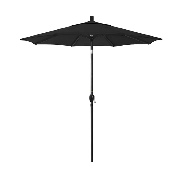 California Umbrella 7.5 Ft. Octagonal Aluminum Push Button Tilt Patio Umbrella W/ Crank Lift & Aluminum Ribs - Stone Black Frame / Olefin Black Canopy