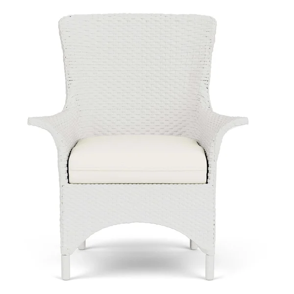 Mandalay Wicker Dining Arm Chair in Matte White/Sailcloth Salt By Lloyd Flanders