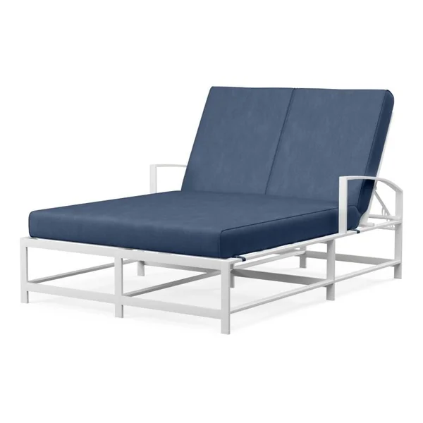 Bristol Aluminum Double Chaise Lounge in Satin White/Spectrum Indigo by Sunset West