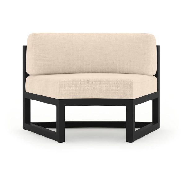 Misty Cove Aluminum Curve Seat - Set of 2 in Black/Canvas Flax by Lakeview Outdoor Designs