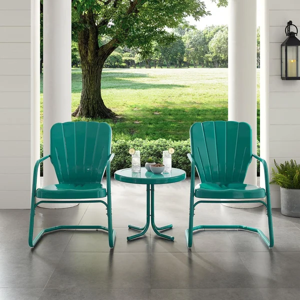 Fieldlook 3 Pc Steel Seating Set in Turquoise Gloss by Ultimate Patio