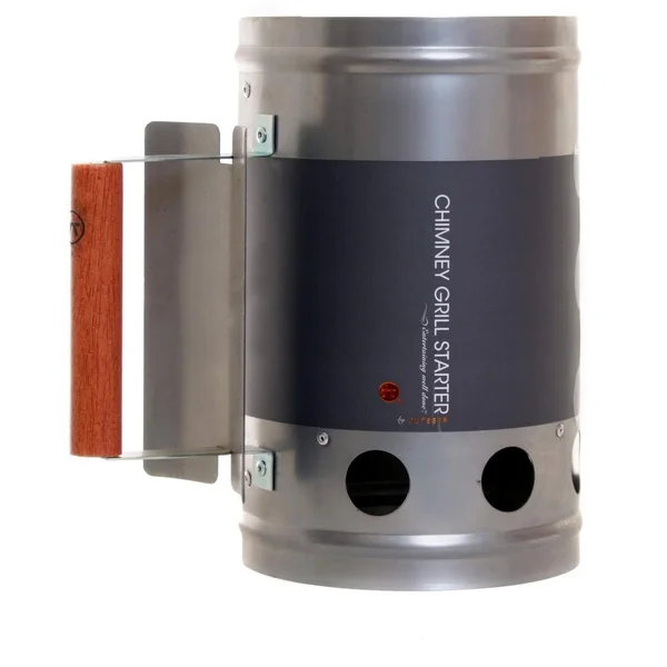 Outset Zinc Charcoal Chimney Grill Starter With Rosewood Handle