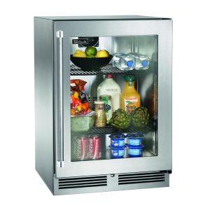 Perlick 24-Inch Signature Series Shallow Depth Marine & Coastal Series Stainless Steel Glass Door Outdoor Refrigerator - Right Hinge - HH24RM-4-3R