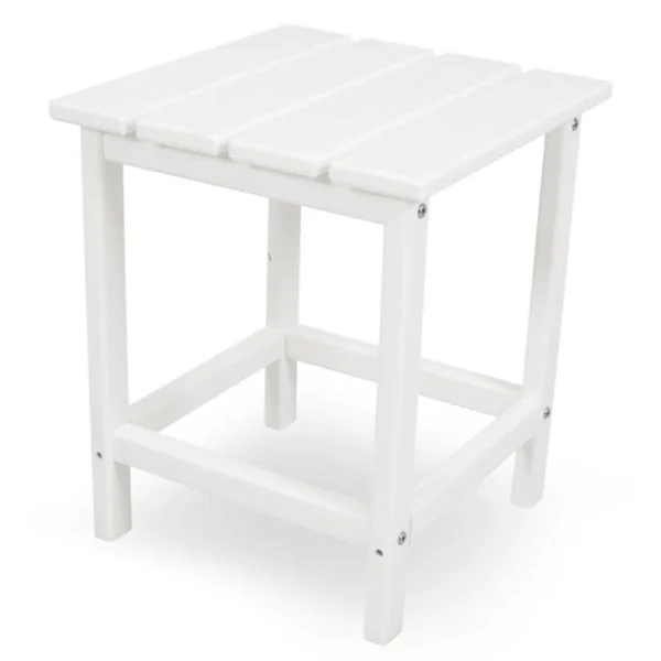 Long Island 15 Inch Square Recycled Plastic End Table in White by POLYWOOD