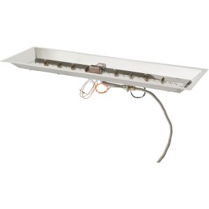 The Outdoor GreatRoom Company Crystal Fire Plus 42 Inch Drop-In Linear 65,000 BTU Propane Fire Pit Burner Kit  - Stainless Steel