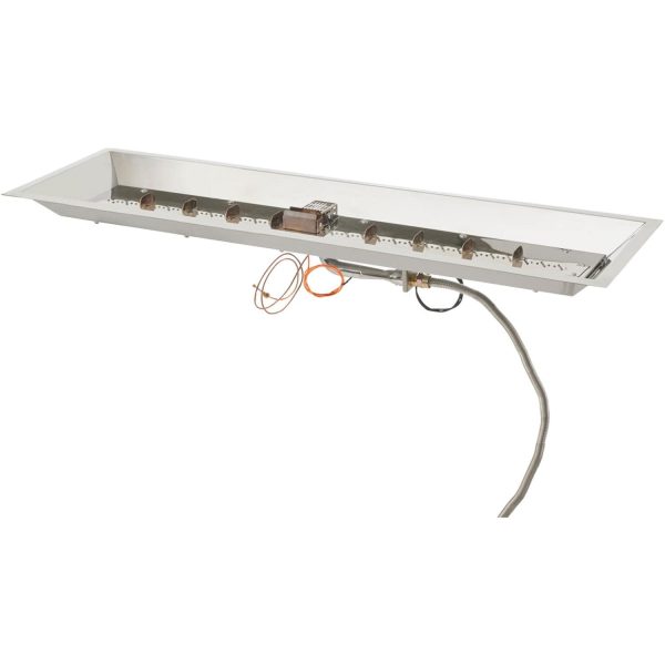 The Outdoor GreatRoom Company Crystal Fire Plus 42 Inch Drop-In Linear 65,000 BTU Propane Fire Pit Burner Kit  - Stainless Steel