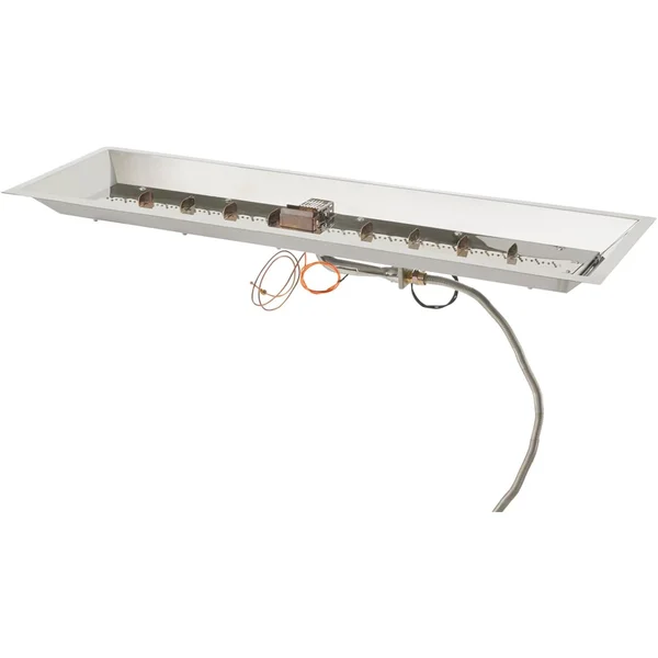 The Outdoor GreatRoom Company Crystal Fire Plus 42 Inch Drop-In Linear 65,000 BTU Propane Fire Pit Burner Kit - Stainless Steel