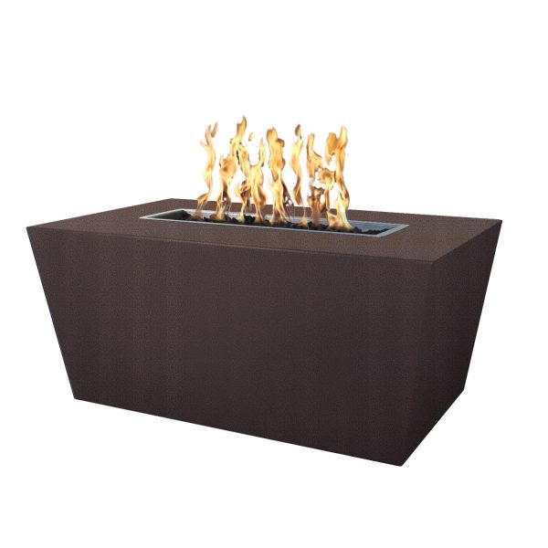 Mesa 72 Inch Rectangular Powder Coated Steel Propane Fire Pit in Copper by The Outdoor Plus
