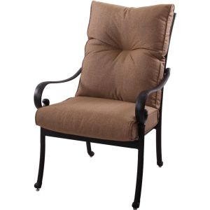 Santa Anita Cast Aluminum Dining Chair in Antique Bronze/Sesame Sunbrella by Darlee