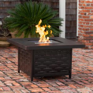 Magnolia Way 42 Inch Round Aluminum Propane Fire Pit Table in Bronze by Ultimate Patio