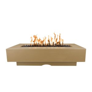 Del Mar 60 Inch Rectangular GFRC Propane Fire Pit w/ Glow Plug in Brown by The Outdoor Plus