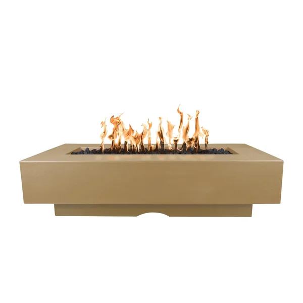 Del Mar 48 Inch Rectangular GFRC Propane Fire Pit w/ Glow Plug in Brown by The Outdoor Plus