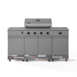 TYTUS Fresno Series Gunmetal Gray & Ash Stacked Stone Propane Grill Island - TDT-021-0104